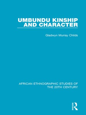 cover image of Umbundu Kinship and Character